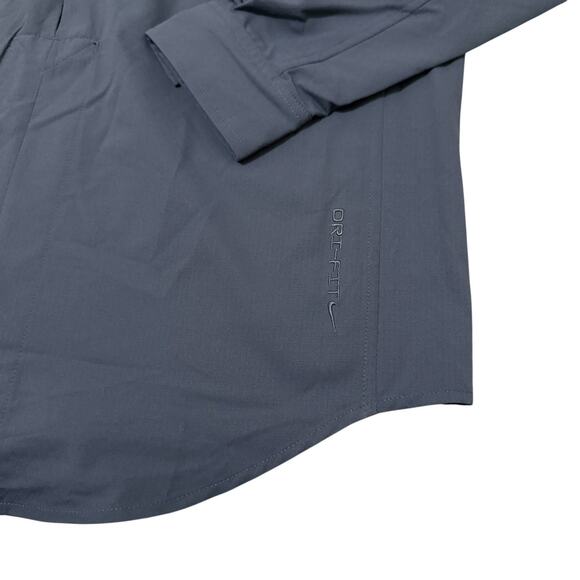 Nike ACG Shirt Mens Medium Navy Blue Button Up Dri Fit UV Devastation Trail Hike - Picture 8 of 9